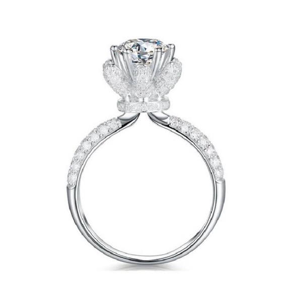 NEW 18k White Gold 3 Carat Floral Engagement Ring - Picture 9 of 9